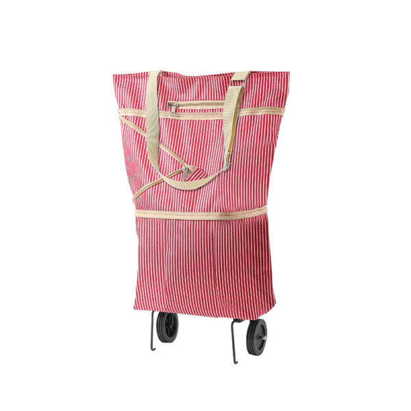 Hopfällbar dragväska Kundvagn Oxford Bärbar Shoppingväska Livsmedelsbutik Varukorg Pull Bag Liten vagn (1 st) pink