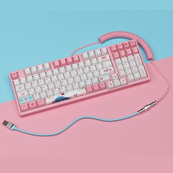 Löstagbar spelmaskin tangentbordskabel Flygkontakt Fjäderkabel pink