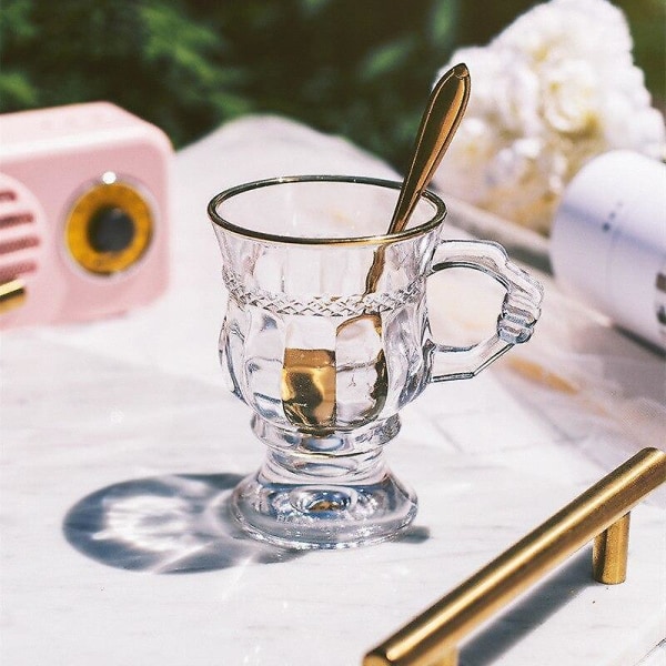 Klassisk bärnstenspräglat glas mini bägare restaurang latte kaffekopp eftermiddagste kopp