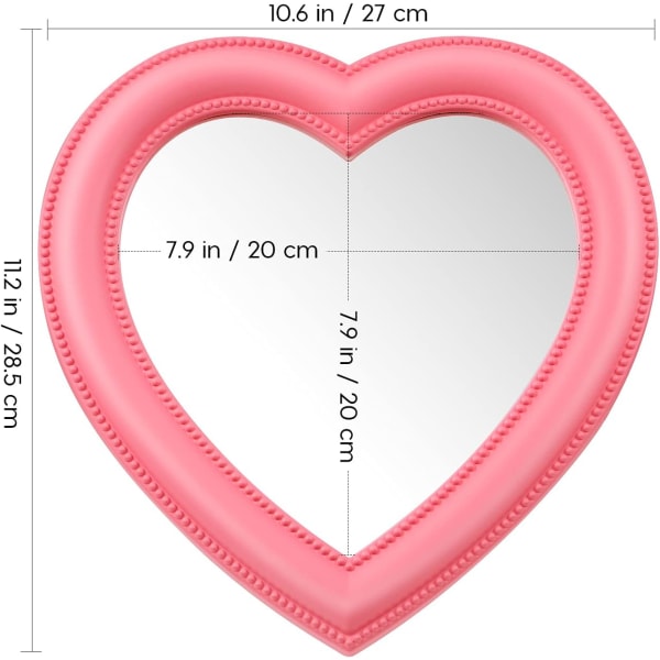 Rosa Hjärtaspegel - Hjärta Sminkspegel Kärlek Hjärta Spegel Hjärta Sminkspegel Hjärtformad spegel Bordsskiva Sminkspegel Väggspegel 1 STK