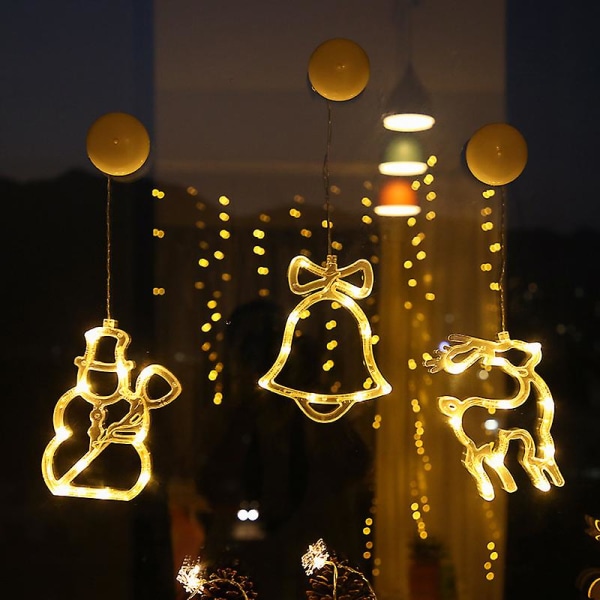 Julbelysning Led hängande fönsterljus med sugkopp Batteridrivet fönsterhängande dekor för inomhusbelysning Julfestdekoration