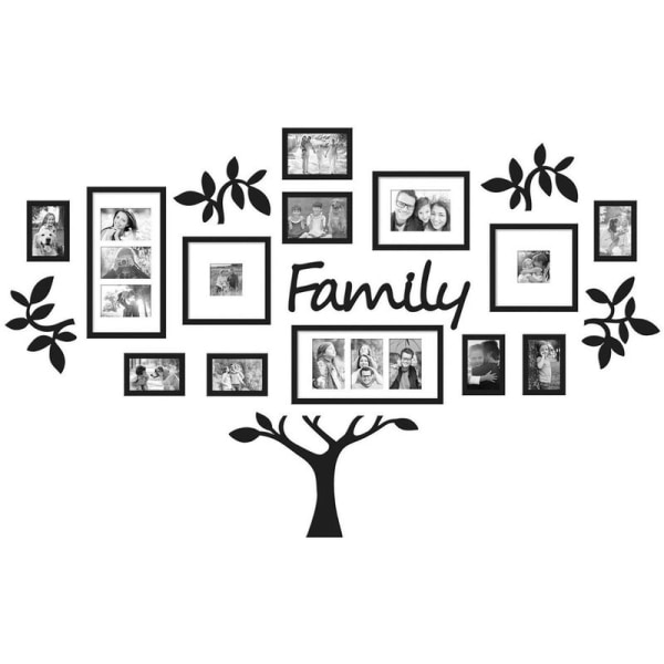 Familj fotoram träd fotocollage väggkonst hängande blomdekor väggdekal