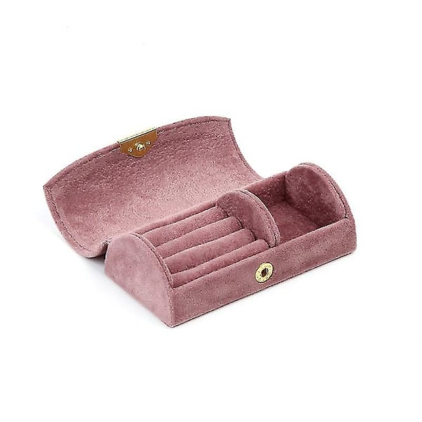 Lyx sammetsring Box Smycken Ring Display Organizer Box Brickhållare Halsband Örhängen Ringar Case pink