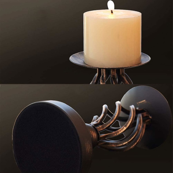Dekorativa ljushållare set av 2, metallpelare romantiska ljusstakar, heminredningsljusställ