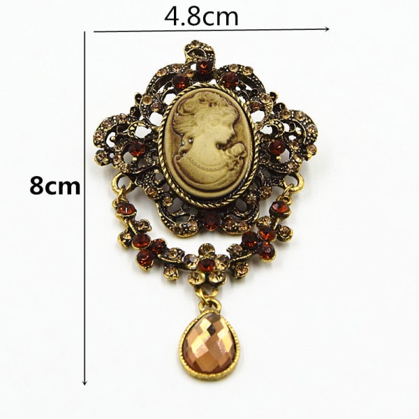 Lady Vintage Cameo viktoriansk stil Bröllopsfest Hänge Brosch Pin Gift gold