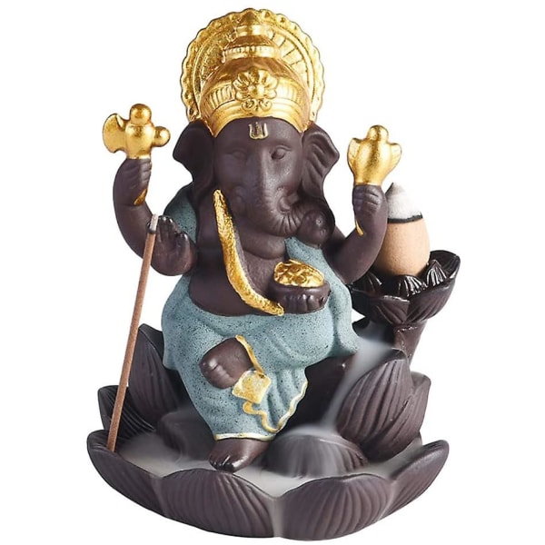 Keramisk Ganesha Backflow Rökelsebrännare Rökelsebas Ganesha Elephant