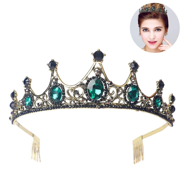 Dam Crown-vintage Crystal Queen Pannband Pannband med kam