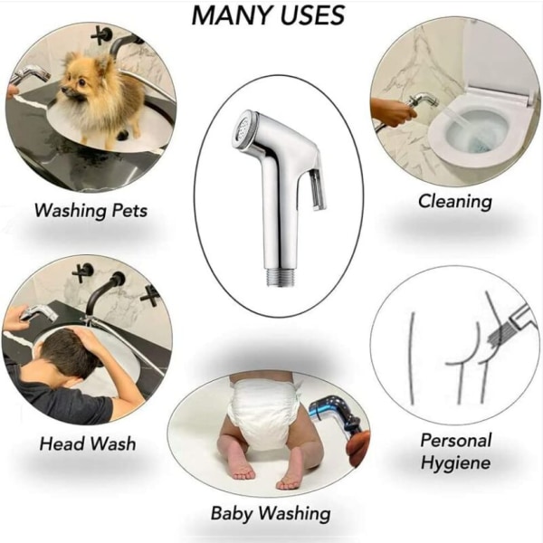 2st Bidéspray, Toalettspray Toalettspruta för toalettrengöring, husdjursbad, personlig hygien
