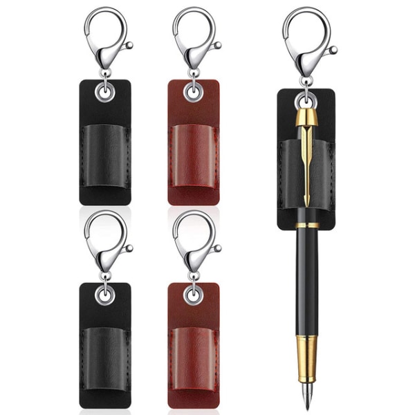 8st bärbar remsbandshållare, lädermärke för emblem pennhållare nyckelring eller halsband