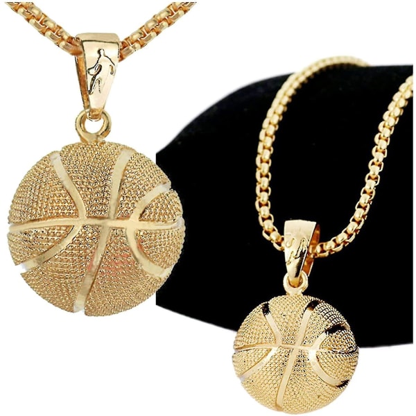 Baskethänge Halsband, Hollow Ball Basket Lovers Memorial Halsband Sports Smycken Halsband i rostfritt stål gold