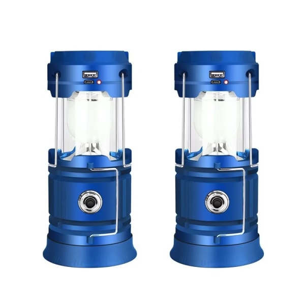 2-pack campinglampor Solar uppladdningsbara LED-lampor blue