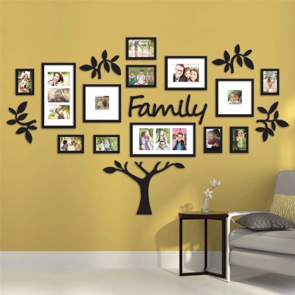 Familj fotoram träd fotocollage väggkonst hängande blomdekor väggdekal