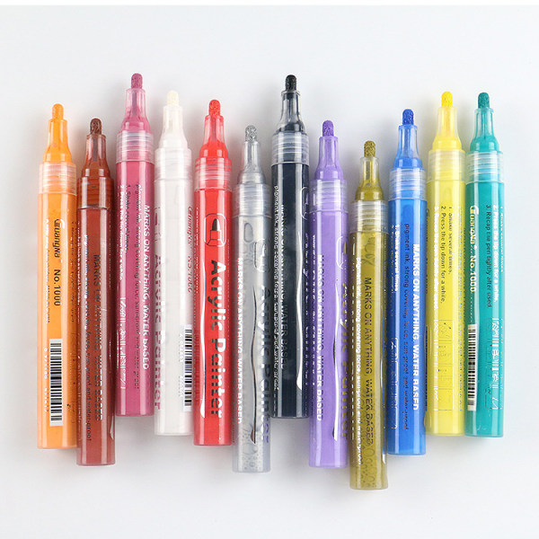 24 färger akrylpenna markör, DIY fotoalbum svart kort graffiti vattenbaserad färgpenna