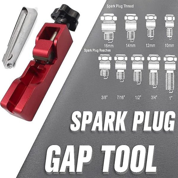 Plug Gap Tool Kit Kompatibel med de flesta 10 mm 12 mm 14 mm 16 mm pluggar, (röd + känselmått)