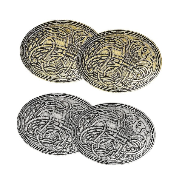 4 delar norrländsk medeltida Viking Symbol Brosch Oval Sjal Tröja Pin