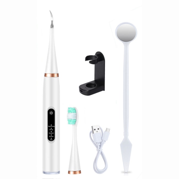 5-växlad elektrisk tandborste och rengöringsmedel för multifunktionell rengöring av tänder, tandsten och tandstensborttagning, oral rengöring (vit, stil 1) white
