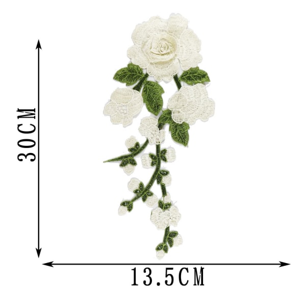Klädtillbehör Färgbroderad spets tyglapp Etnisk jeanskläder tyg Vattenlöslig blomma (vit) white