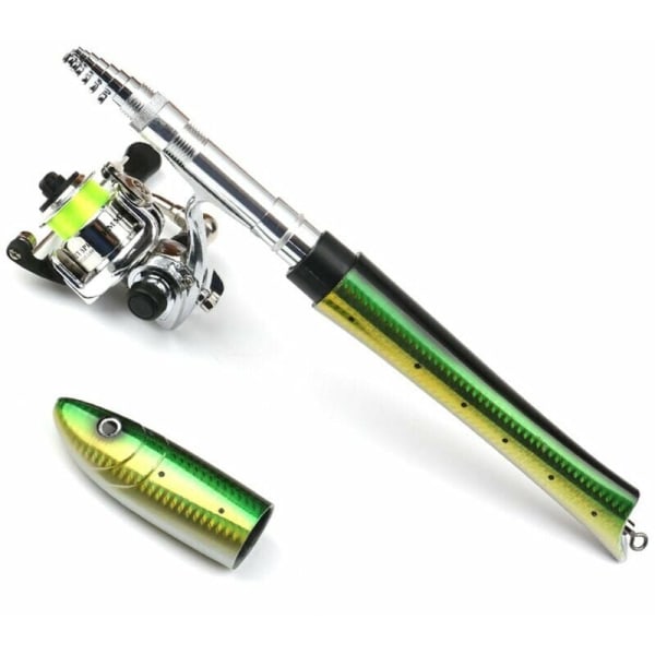 Verktygsväska Bärbar Fiskespö Pen Mini Pocket Fiskespö med Spinning Kit för resor Saltvatten sötvattensfiske, Modell: Glasfiber 1,4m