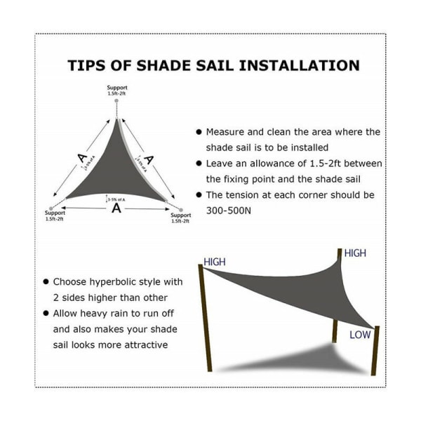 Utomhus trädgårdsparaply, trädgård Pis Cone Vattentät skugga segel Triangle Sun Shade Parasol（svart 3x3x3M）, black 3*3*3m