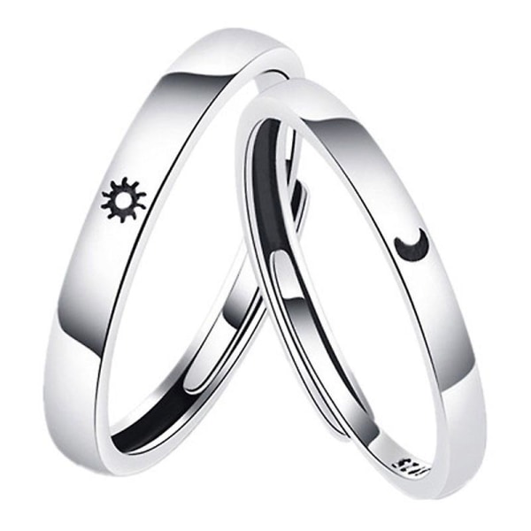 2-delad löftesring Set Sun and Moon Style Silverpläterad Ring Par Present