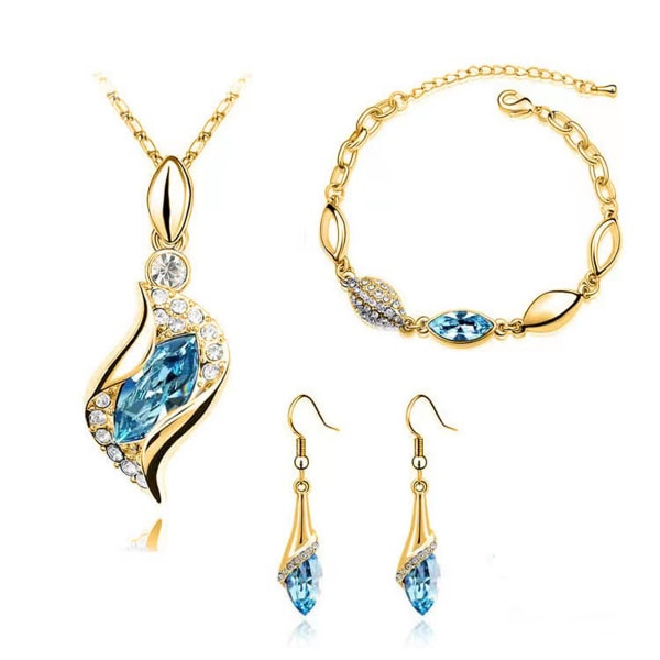 Delikat halsband modehängande smycken set kvinnor presenter baby blue