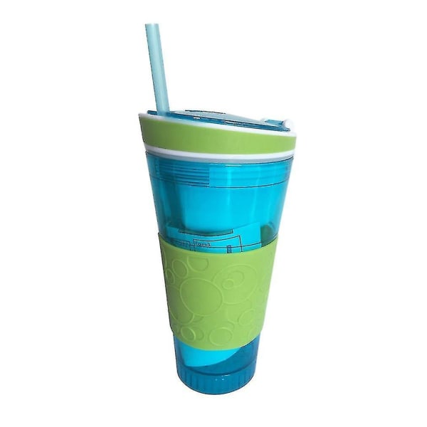 2 i 1 Milkshake fruktjuice omrörningsflaska Fruktdricksflaska med sugrör blue