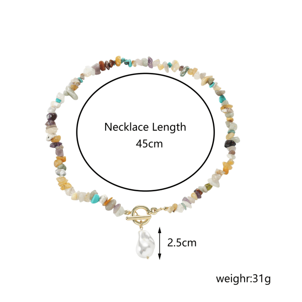 ins nisch metall mynt hänge trend pärla flerfärgad sten halsband hona-④ N2206-10 flerfärgad sten 4