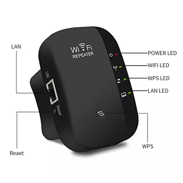 Wifi Extender Signal Booster Portable black
