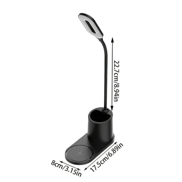 1st USB bordslampa med 10w trådlös laddare, multifunktions läsbordslampa Flexibelt beröringsögonskydd för kontor i sovrummet