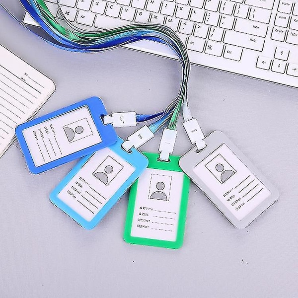 Lanyard Card Sleeve Dubbelsidig Transparent Work Card Plast Vattentätt skolkort 6st