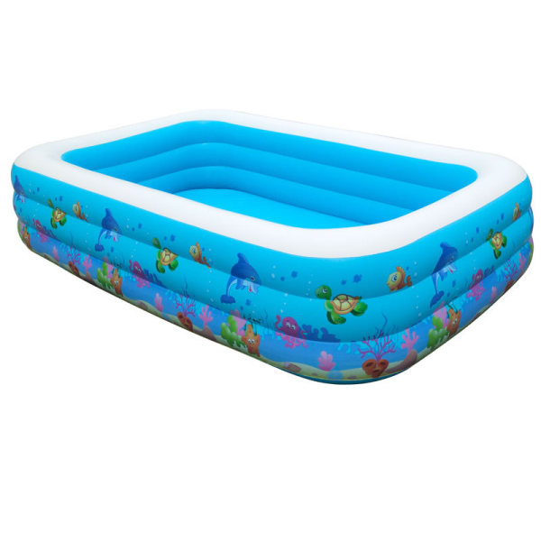 Barnpool för småbarn, rektangulär uppblåsbar pool för barn, utomhus trädgård bakgård baby pool, lätt att blåsa upp, 143cm x 106cm x 48cm