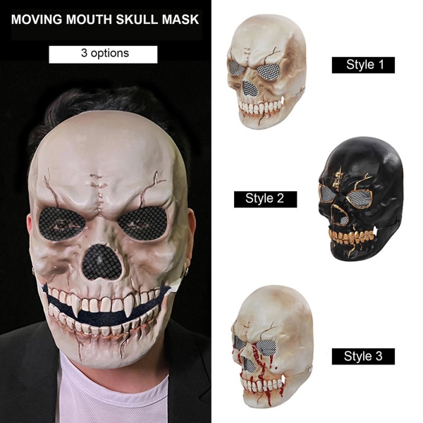 Halloween Skelett Zombie Mask Skrämmande Cosplay Mask för Halloween temafest A