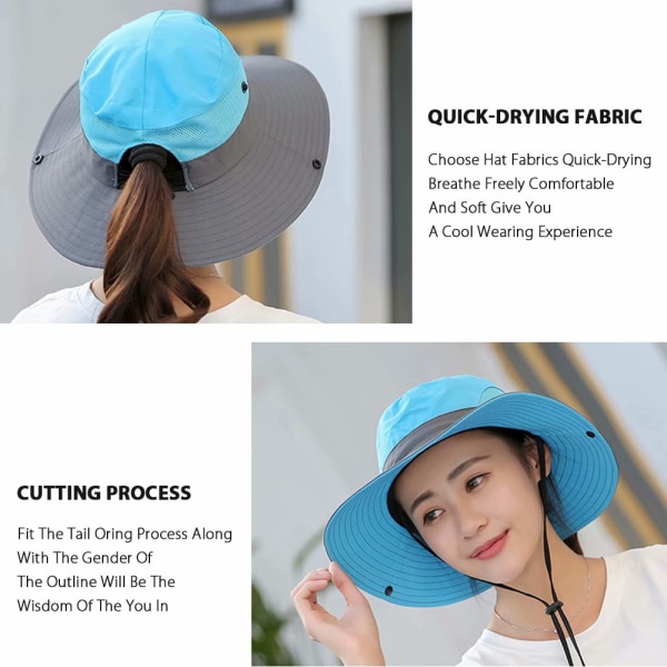 Kvinnors UV-skyddshatt för utomhusbruk Vikbar Mesh hatt med bred brätte för strandfiskehatt blue