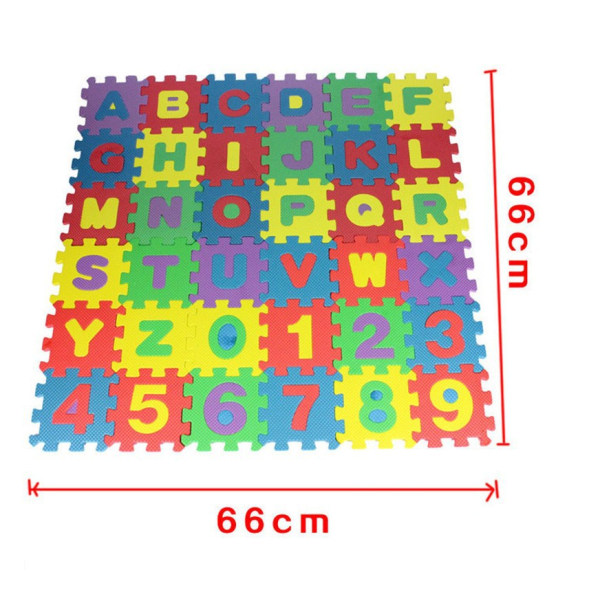36st Träningspussel för barn i flera färger med alfabet och siffror Lekmatta för golvskyddsträning