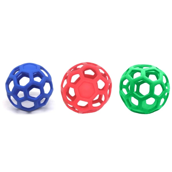 Hundleksak ihålig boll TPR plast bitsäker elastisk gummiboll Julklocka husdjursleksaksboll blue