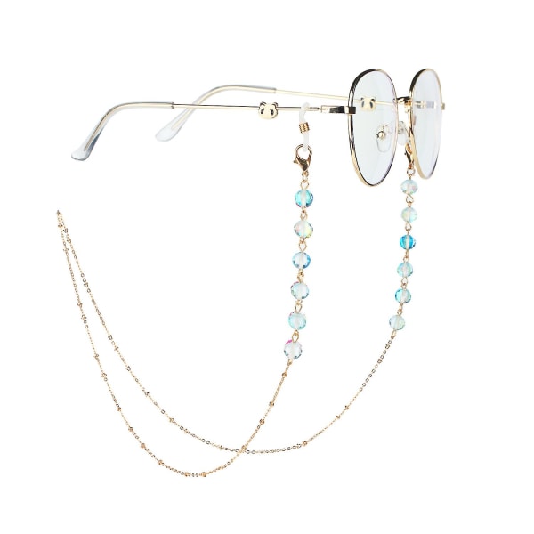 Crystal Glasses Chain, Glitter Crystal Glasses Chain Mask Chain 2 Delar Blue Lanyard