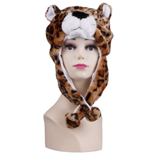 Plysch djurhatt barn vuxen tecknad hatt dagis förälder-barn rekvisita hatt huvudbonad 4-leopard