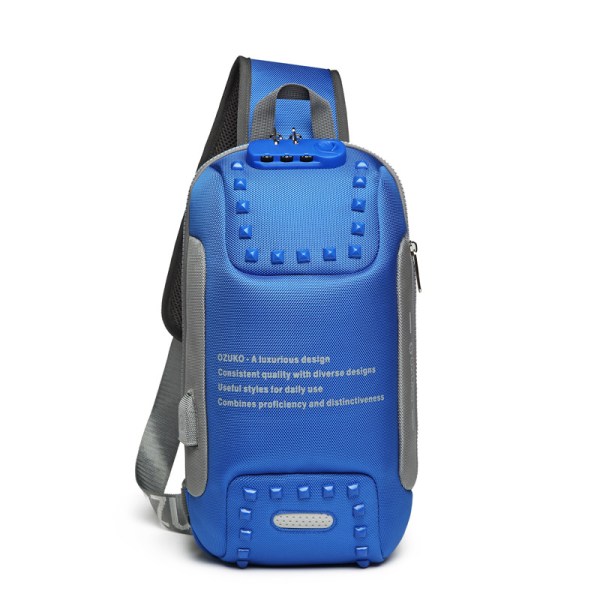 Ryggsäck med korsband, resväska för män och kvinnor med säkerhetslås blue