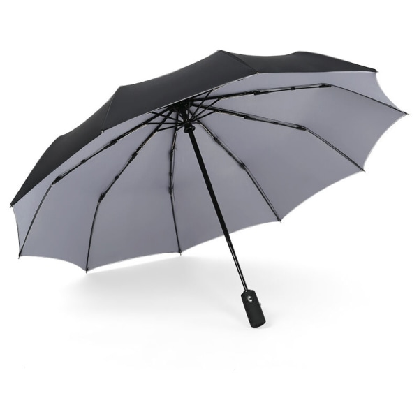 Fällbart paraply, 10 ribbor, vindtätt reseparaply med beläggning, automatisk öppning och stängning för män kvinnor Grå grey