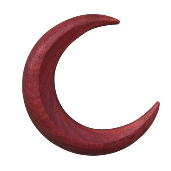 Handsnidad halvmånshårklo, hårklämmor, hårgaffel för kvinnor, hårstav, trä (4,4'', röd)