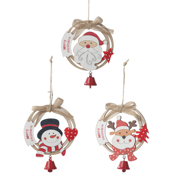 6 trähängen härliga hängande dekorationer Julgransklockor (gubbe)