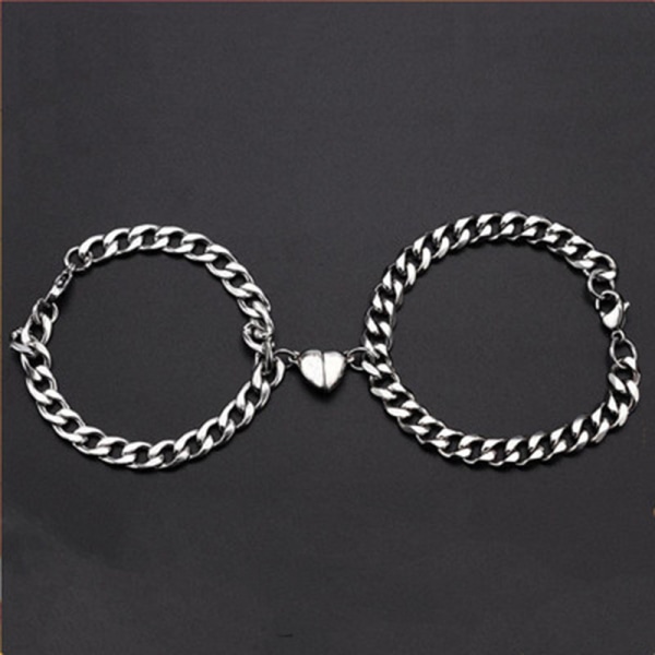 2 magnet par armband Silver hjärta hänge armband