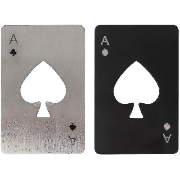 2 spadar Ett kreditkortstyp Flasköppnare Creative Poker Card Form Rostfritt stål Hushållsverktyg Flasköppnare Ölöppnare