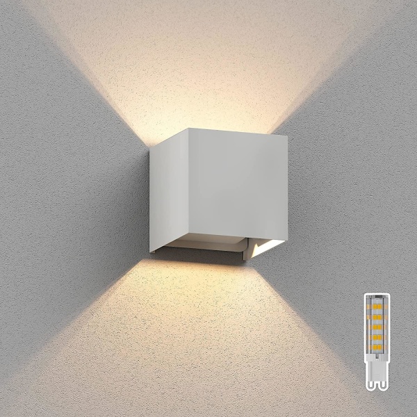 Cubel vägglampa för utomhusbruk, up & downlight, varm vit