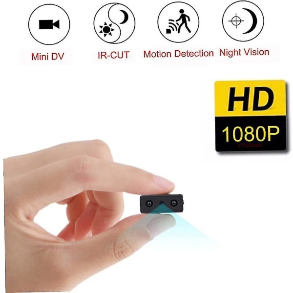 Mini Night Vision Camera Hd 1080p, Micro Cam Motion Detection (svart)
