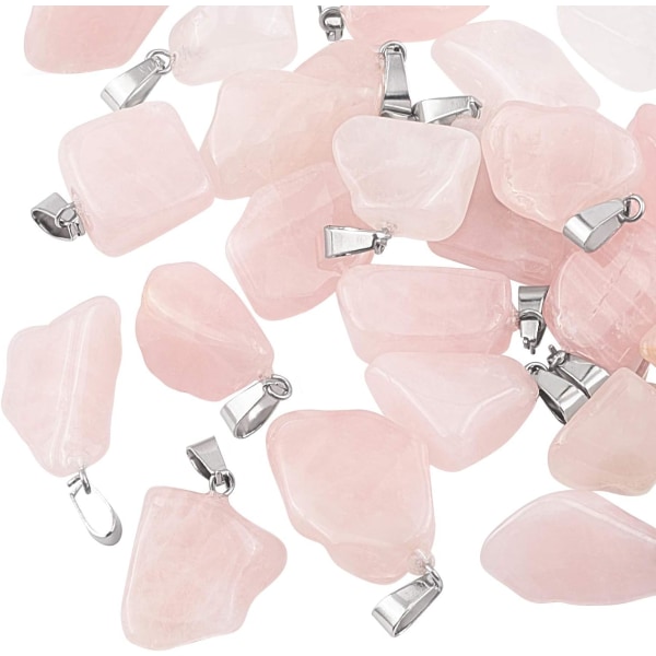24 st naturliga rosékvartshängen Ädelstenshängen för rikedomsträddecaring smycken