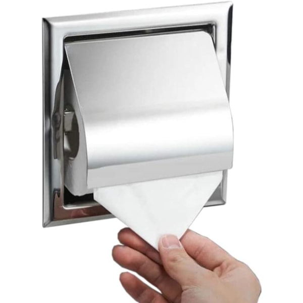 Toalettpappershållare i rostfritt stål Krom Inbyggd toalettpappershållare