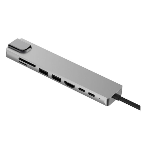 USB C Hub-adapter, 8 i 1 Mac-tillbehör USBC-adapter 4K HDMI, Ethernet, 2 USB 3.0, SD/TF-kortläsning