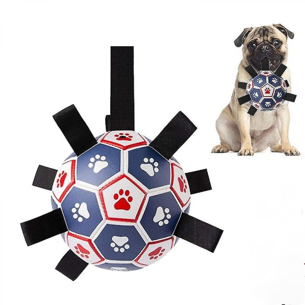 Hundleksaker Fotboll med greppflikar, interaktiva hundleksaker för dragkamp, ​​valpfödelsedagspresenter, hunddragare, hundvattenleksak, hållbara hundbollar för