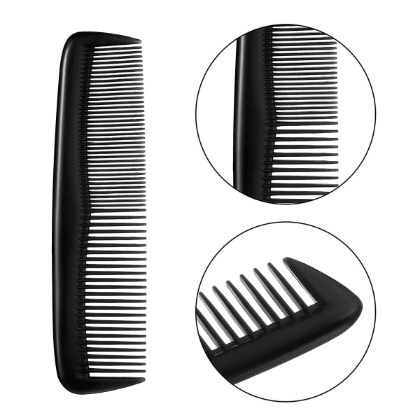 12 stycken set Ficka Finplast hårkammar för kvinnor och män, finförbandskam (svart)